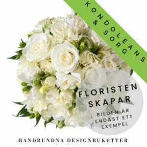 Stilfull bukett med blandade vita blommor. Beställ hos Florister i Sverige!